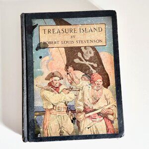 VTG 1911 TREASURE ISLAND BOOK ROBERT LOUIS STEVENSON SCRIBNERS HARDBACK